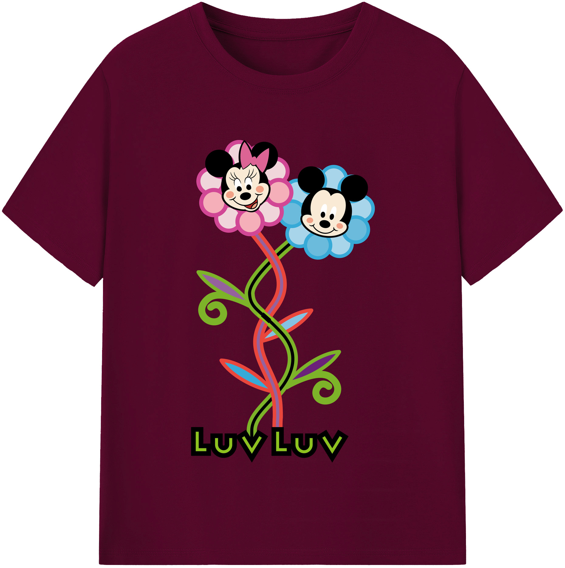（画像用） ミッキーマウス Mickey Mouse レディースカジュアルプリントTシャツ（綿100％）